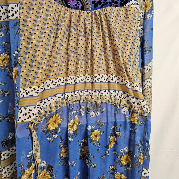 Aratta Silent Journey Women Hi-lo tunic Top Blouse Shirt Size L Floral Button Up - Picture 8 of 14